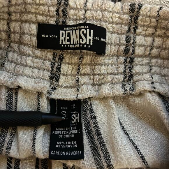 Rewash Brand Women's SZ S Linen Blend Pants Striped Beige Brown Straight Leg - Picture 8 of 8